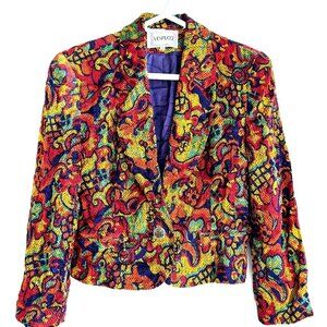 Vespucci Vintage Colourful Textured Fabric Cropped Blazer 42/S